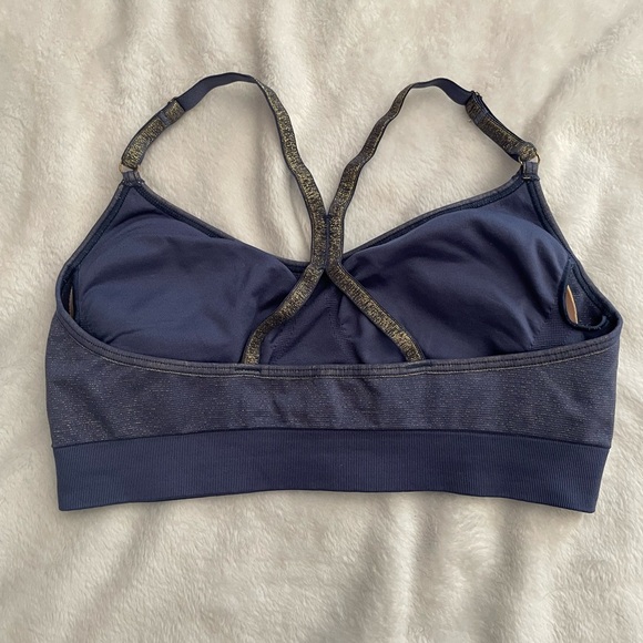 VSX Blue and gold sparkle Sports Bra with Racerback Design - Picture 2 of 3